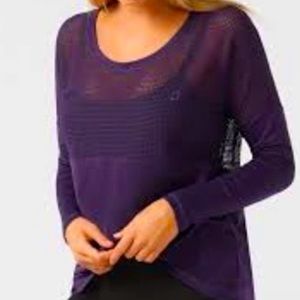 Lorna Jane Purple Long Sleeve Mesh Top Size M